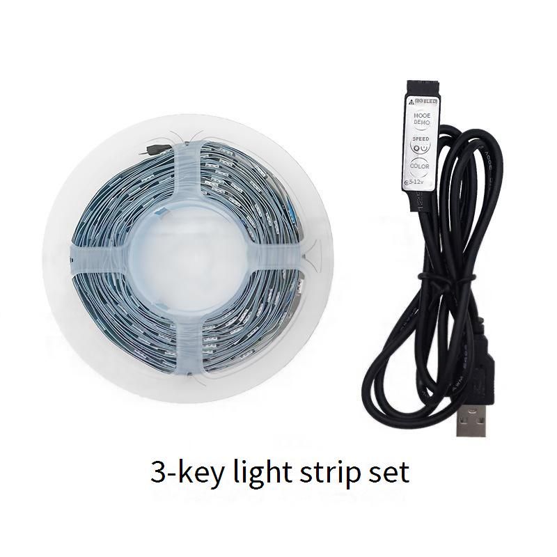 SMD3535 RGB LED Strip Lights With 24-Key IR Remote Control, Self-Adhesive Backlight For TV, Room, And Home Decoration, 5V USB Powered, 16 LEDs/m_voghion.com