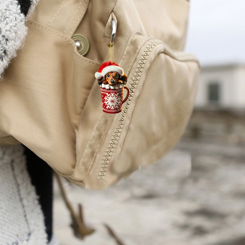 Acrylbecher-Anhänger mit Dackelmuster, festliche Heimdekoration, Überraschungsgeschenk in Blindbox für die Feiertage, Adventskalender mit 24 Tagen Countdown_voghion.com
