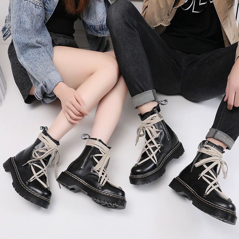 RO Dark Martin Men's Women's Trendy High Top Motorcycle Work for Autumn and Winter Versatile Interior Height Increasing_voghion.com