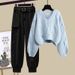 Plus Size Women's Autumn Outfit Set – Trendy Sweatshirt & Slim-Fit Cargo Pants (Gray/Black/White/Light Blue/Beige, M-4XL)_voghion.com