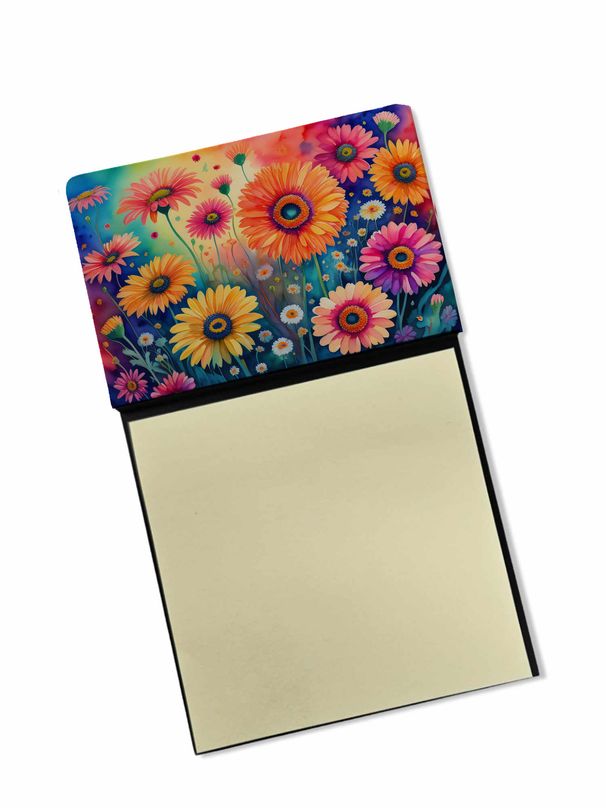 NEW Gerbera Daisies in Color Sticky Note Holder Refillable Dispenser Self-Sticky Note Pads, Memo Pads Blank Desk Accessories_voghion.com