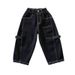 Jeans classici in denim blu per bambini - Comodi pantaloni a gamba dritta per bambini (90-150 cm) - Morbido cotone elasticizzato per giochi attivi_voghion.com