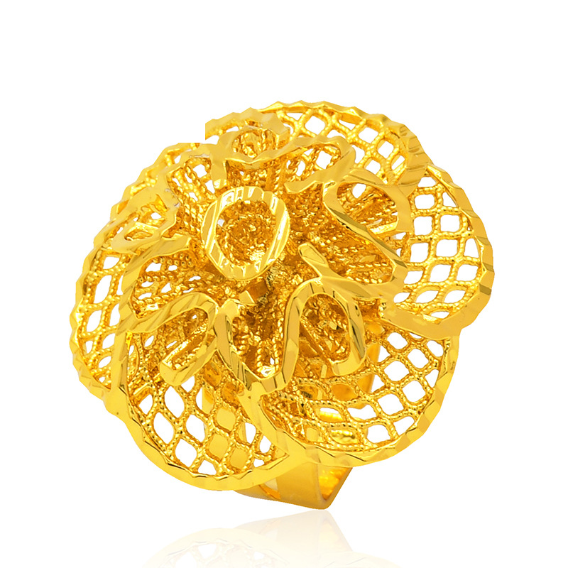 Rings Dubai Copper Gold Plated Ring African Jewelry Indian Bridal Women's Open Ring Jewelry Manufacturer Wholesale_voghion.com