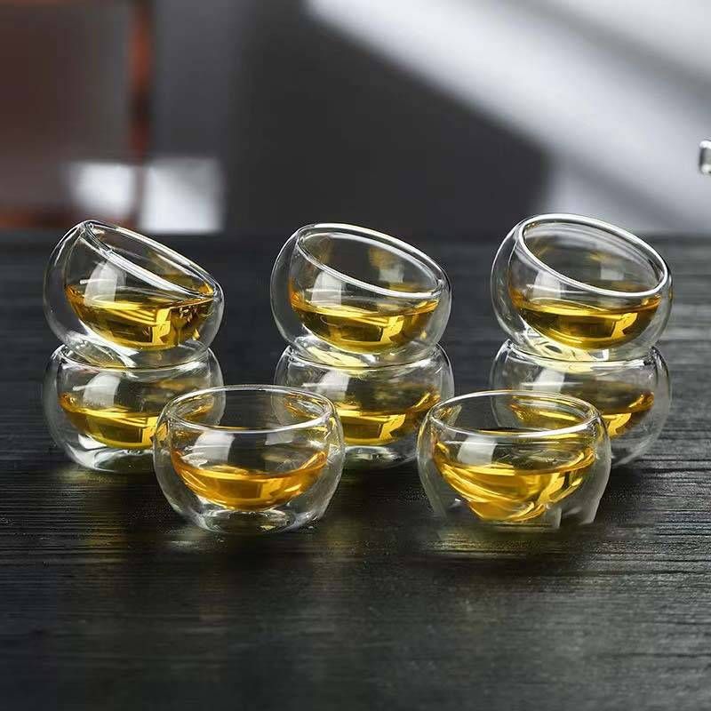 Easter‘s Day Teaware Double Layer Petal Glass Tea Cup High Temperature Resistant Pumpkin Insulation Handmade Household Tea Cup Tea Set Reception_voghion.com