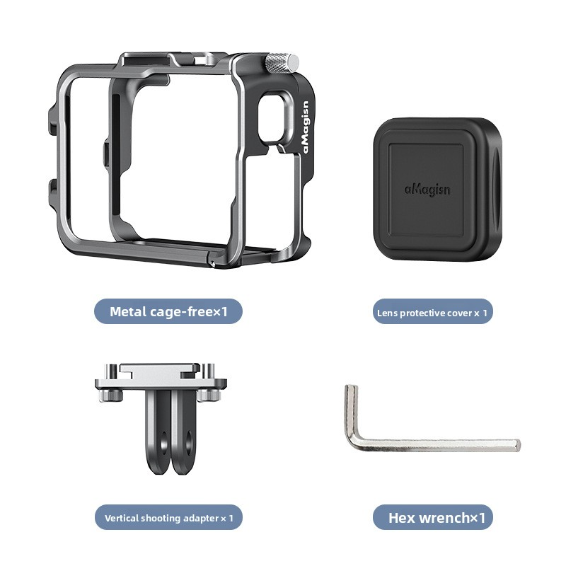 Aluminiowa obudowa z metalową ramą i silikonową osłoną obiektywu oraz folią ochronną ekranu do zestawu akcesoriów do aparatu Insta360 ACE PRO_voghion.com