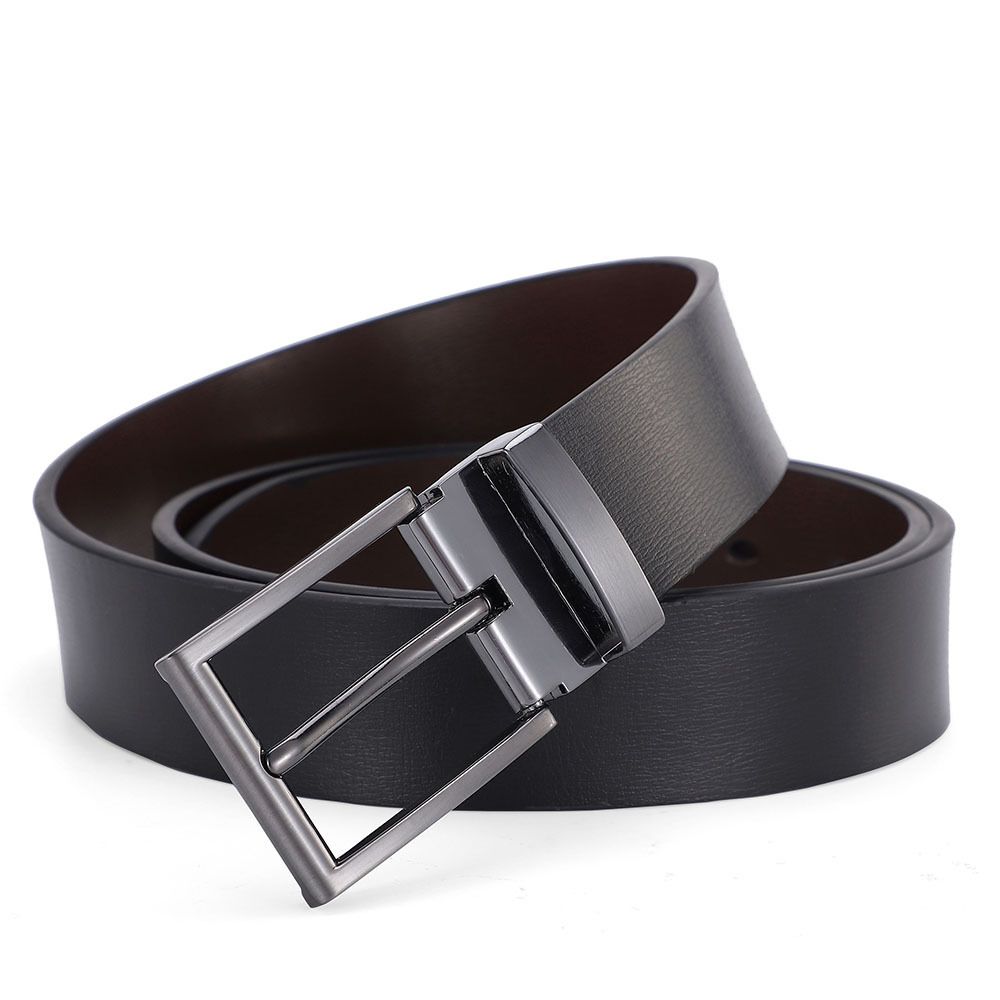 Men's Genuine Leather Belt - Two-Layer Cowhide With Pin Buckle, Durable & Scratch Resistant_voghion.com
