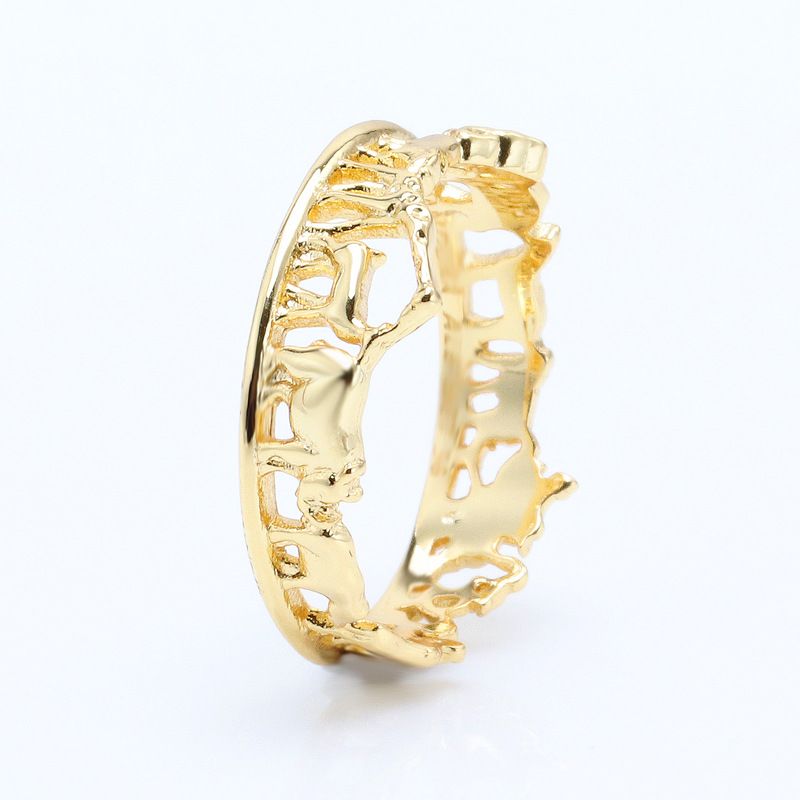 Women's Jewelry Lion King Ring In Gold Tone - Elegant Hollow-Out Lion Design, Fashionable Statement Piece For Valentine's Day Gift_voghion.com