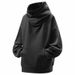 Men's Oversized Hooded Sweatshirt - High Street Fashion Pullover With Drop Shoulder, Heavyweight Fleece Lining, Streetwear Essential (Black_voghion.com