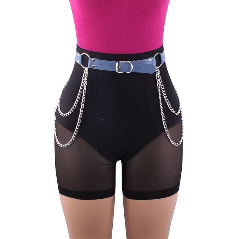 Trendy Hip-Hop Vielseitig PU Mode Metall Dekoration Punk Stil Gürtel Quaste Taille Kette_voghion.com