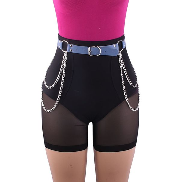 Trendy Hip-Hop Vielseitig PU Mode Metall Dekoration Punk Stil Gürtel Quaste Taille Kette_voghion.com