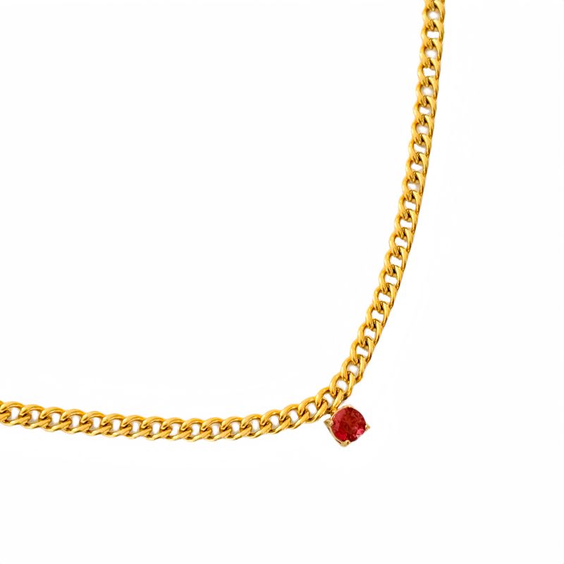 Collana cubana con zirconi incastonati a griffe in acciaio al titanio placcato oro, autunno e inverno INS_voghion.com