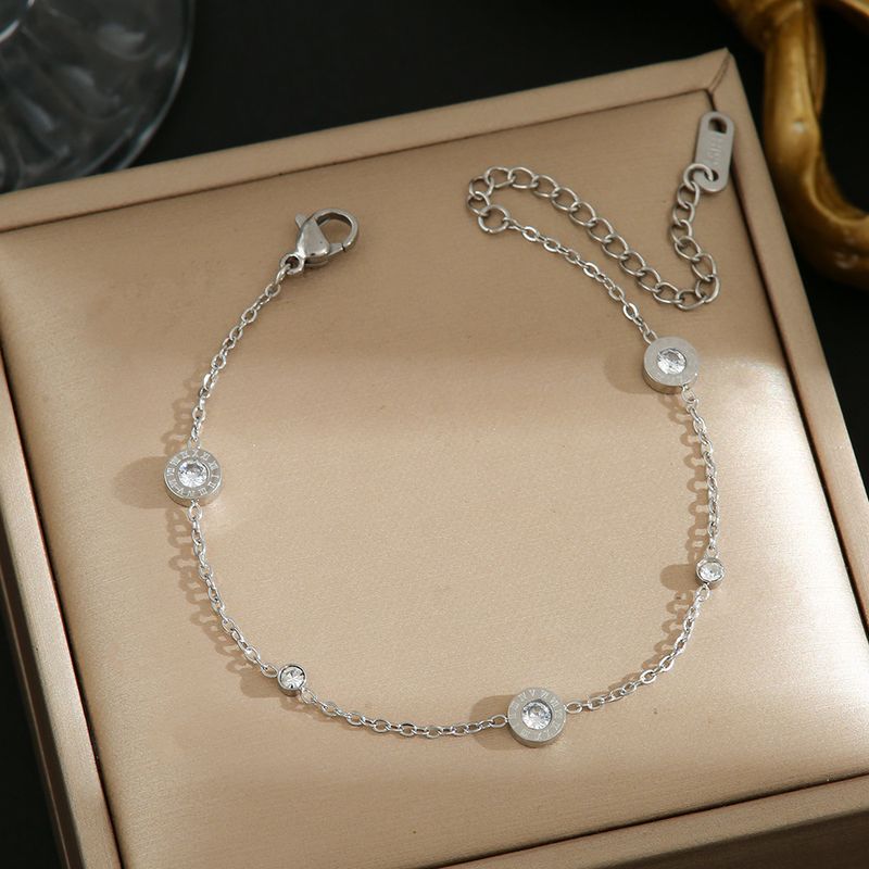 Small Niche Design Temperament Roman White Zirconia Titanium Steel Women's Gold Korean Version Simple Internet Celebrity_voghion.com