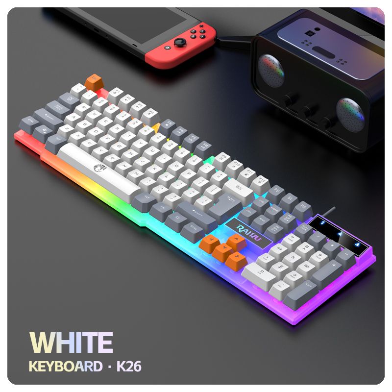 Single And Keyboard Mouse RAIKU T26 Three Tone Luminous Wired Mechanical Touch Gaming Mouse Keyboard Set_voghion.com