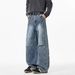 FUIV American High Street Jeans fir Hären Fréijoer Pinch Fold Breetbeen Loose Riicht Tube Gewaschen Rascal Schéin Casual Hosen_voghion.com