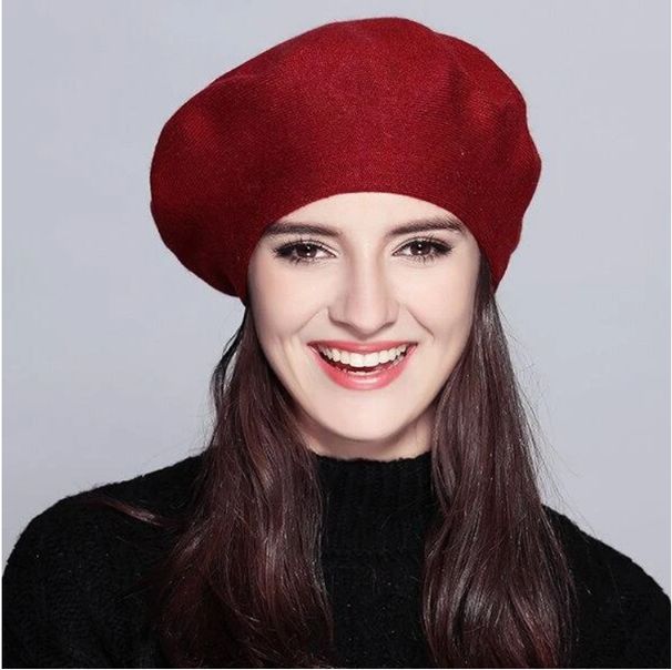 YLWHJJ 2024 Brand Beret Hat For Women Solid Color Wool Knitted Berets With Ladies Fashion Popular Winter Warm Hat_voghion.com