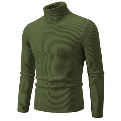 2024 Herbst und Winter Slim Fit Basis einfarbig lässig High Neck Herren neuer Strickpullover_voghion.com