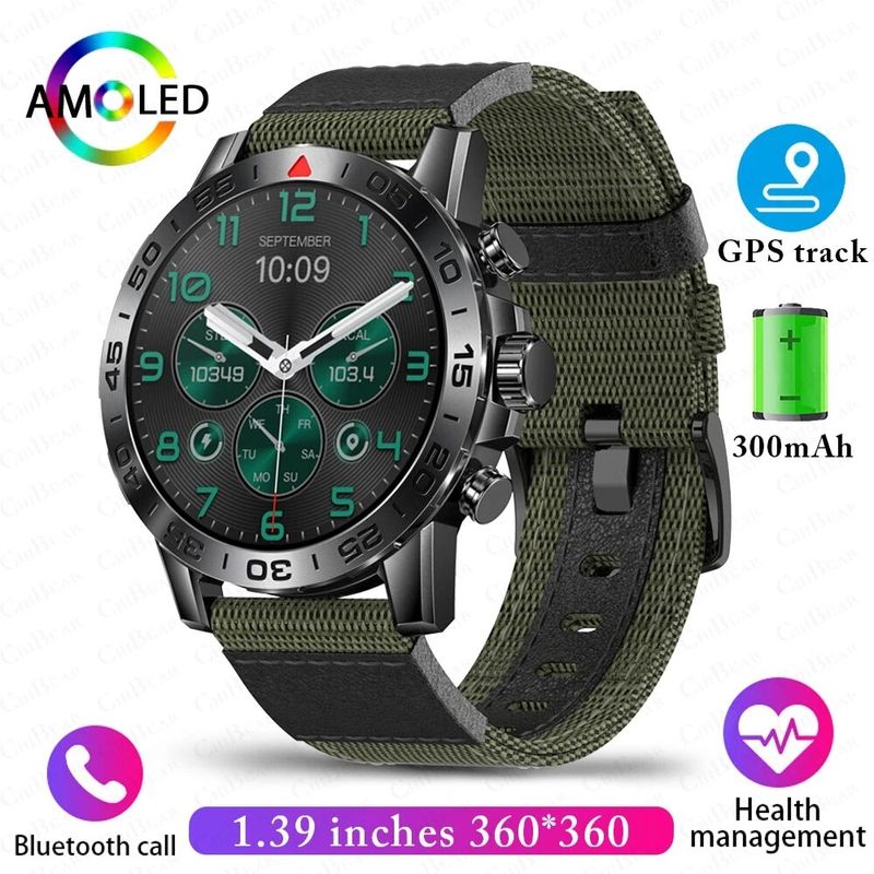 Männer Outdoor Militär Sport Fitness Bluetooth Anruf Smartwatch IP67 Wasserdicht Stimme Assistent Gesundheit Überwachung_voghion.com
