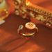 New Palace Style Mother-of-Pearl Starburst Designer Copper Gold Adjustable Open Ring For Women_voghion.com