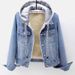 Dametøj Denimjakke til kvinder vinter ny stil plus fløjl fortykket løs koreansk stil hætte bomuldsjakke varme toppe til kvinder_voghion.com