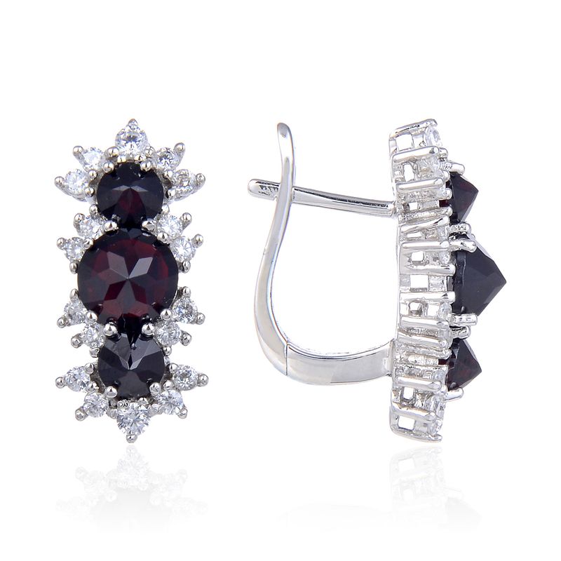 Personalized Flower Design Natural Topaz Earrings Garnet S925 Sterling Silver Inlaid Gemstone Earrings Female_voghion.com