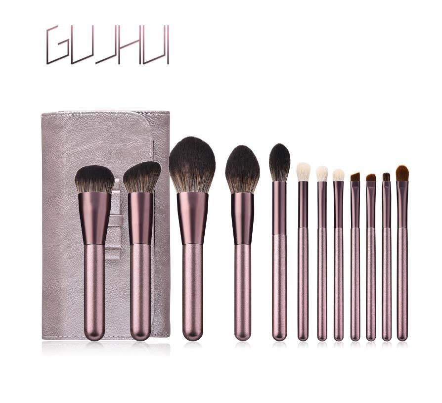 12-Piece Grape Theme Makeup Brush Set In Purple Green Complete Face Eye Cosmetic Brushes Kit With Blush Powder Foundation Eyeshadow Brushes_voghion.com