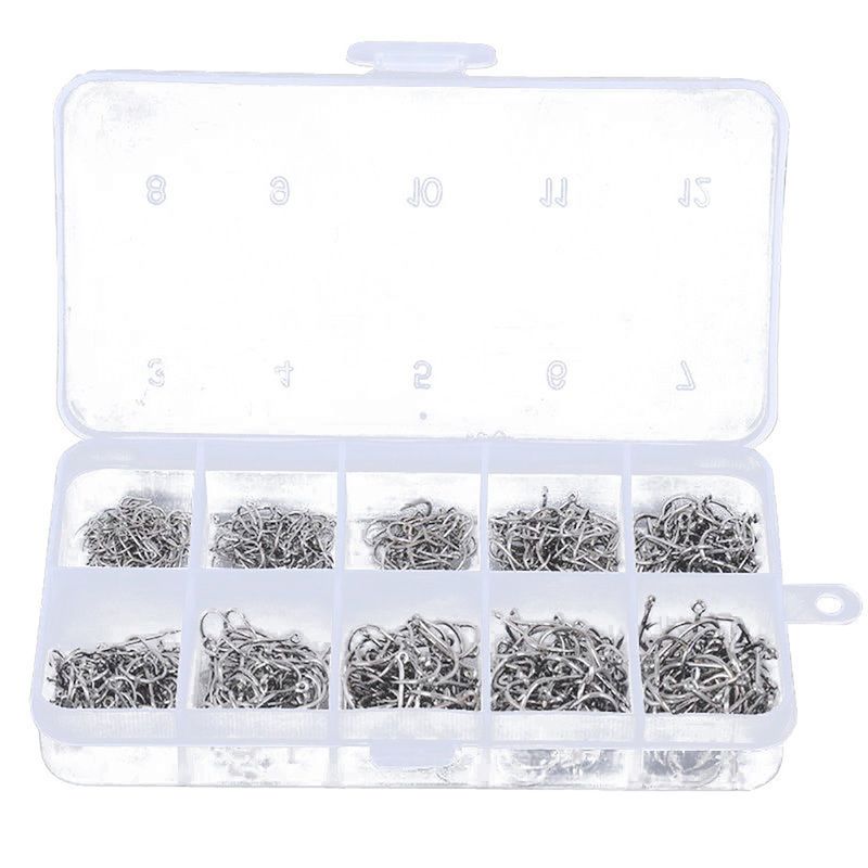 Kaou01 Lot de 500 hameçons aiguisés assortis de 10 tailles, leurres, appâts et matériel de pêche_voghion.com