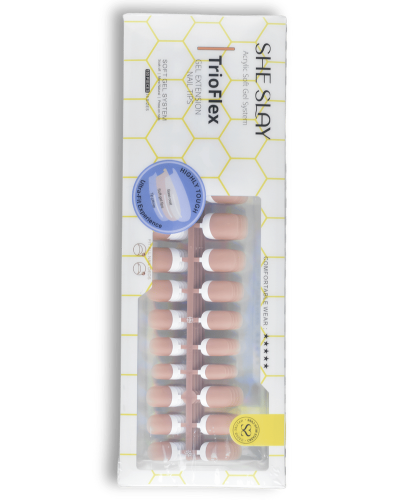SheSlay Short Square Trio Flex Gel French Tip Nails | Pre-Colored Press-On Nail Extensions (Copy)_voghion.com