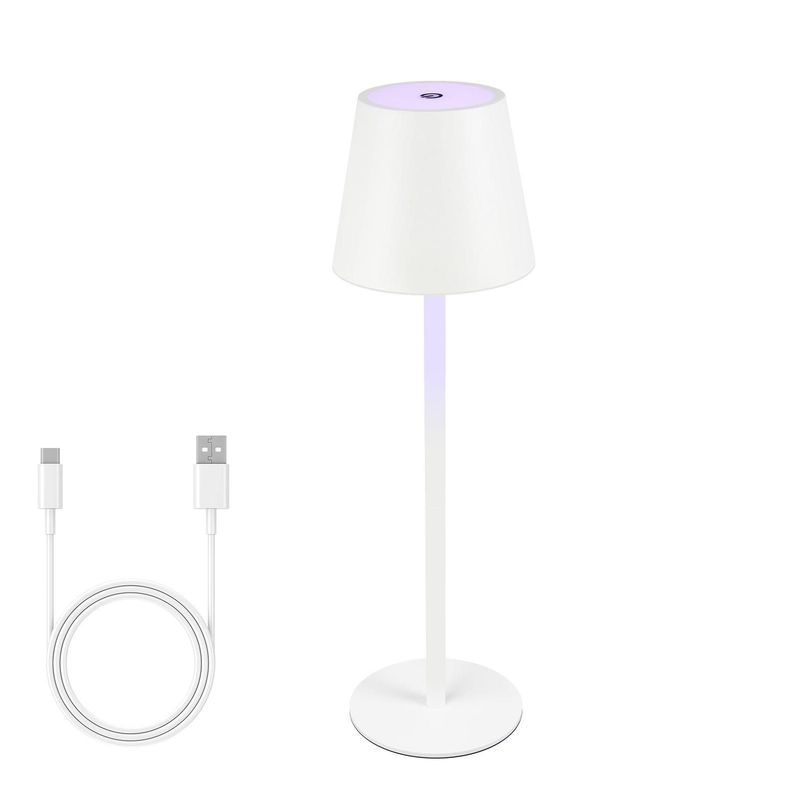 Nachttischlampe Akku Tischlampe Led - Weiß Kabellos 2600mhA Aussentischleuchte 6 Farben RGB Touch Dimmbar Aufladbar Akkulampe TYPE-C Akkuleuchte_voghion.com