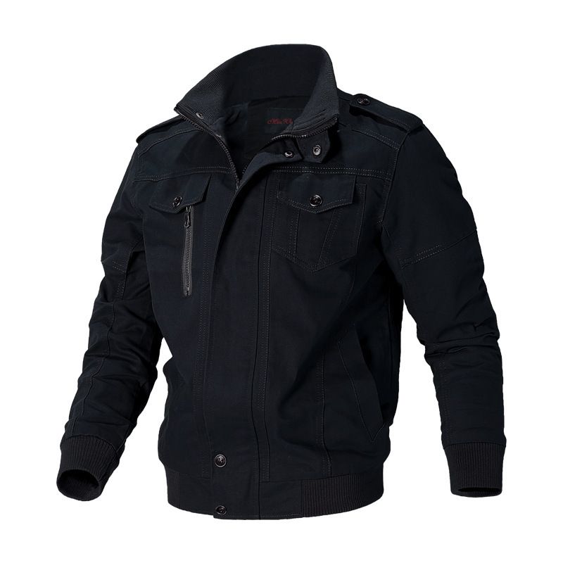 Spring And Autumn Stand-up Collar Tooling Jacket Middle-aged And Young Men's Casual Loose Jacket Thin_voghion.com
