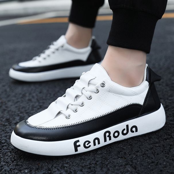 Nuove scarpe da uomo casual in pelle, alla moda e versatili, con suola spessa, traspiranti e in tessuto, modello 2023_voghion.com