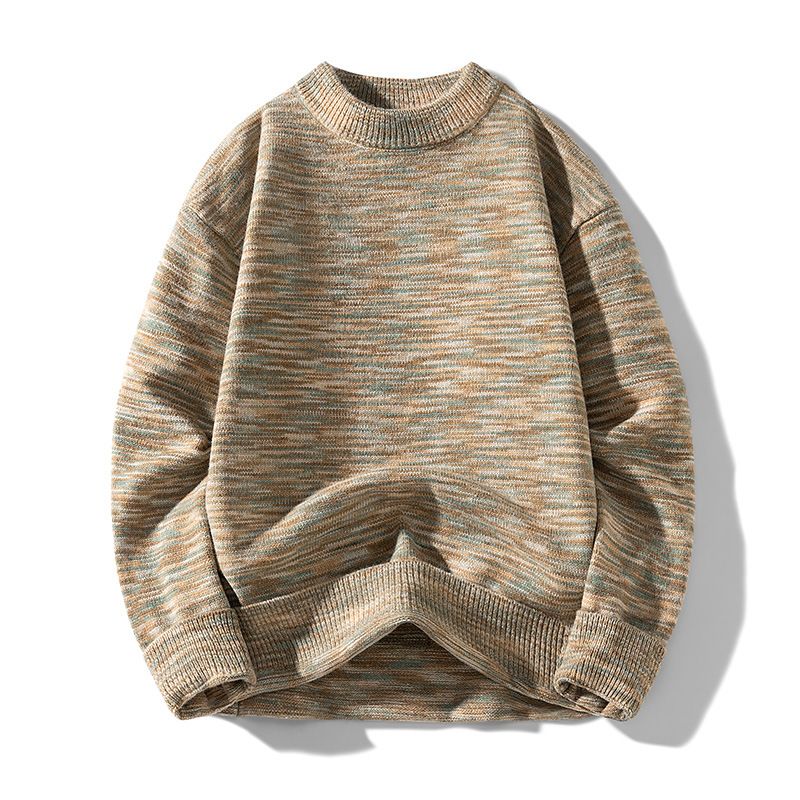 Herren-Strickpullover, warm, für den Winter, lässig, lockere Passform, Rundhalsausschnitt, Langarm, Pullover mit Zopfmuster_voghion.com