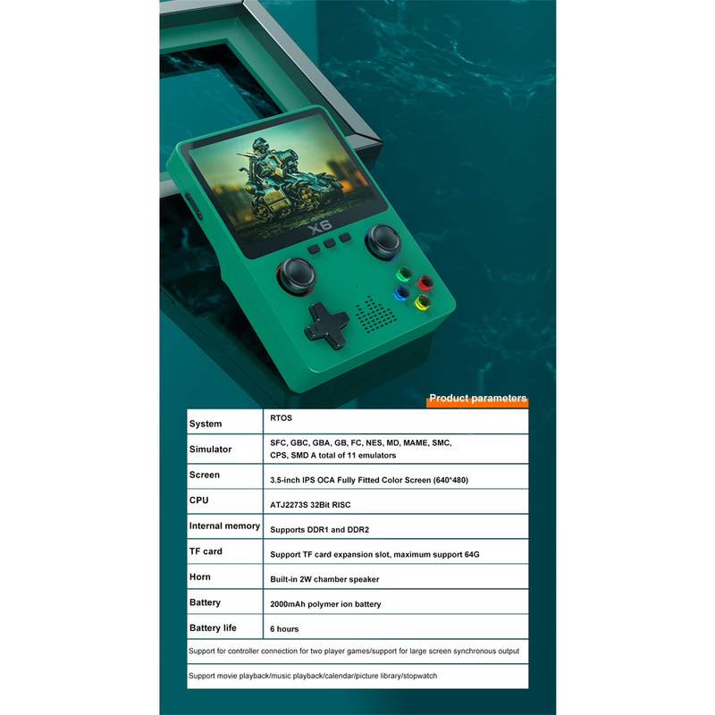 Draagbare videogameconsole X6 Ingebouwde 8000+ games 11 simulatoren Retro game 3D-joystick Gamepad_voghion.com