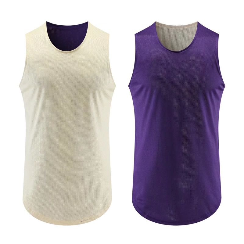 Double sided shooting training suit, sleeveless camisole, loose fitting basketball shirt, mesh breathable running sports_voghion.com