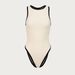 Women's Clothing Black And White Color Matching One Piece Swimsuit Women's Round Neck High Cut Briefs Swimsuit_voghion.com