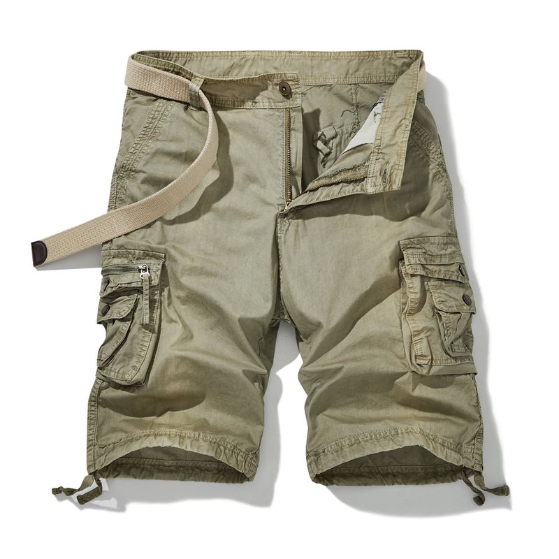 Einfarbige, lässige Taschenshorts für Herren_voghion.com