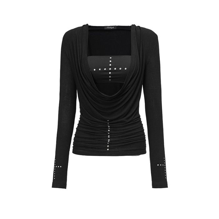 Mädchenhaftes, süßes und würziges Top mit tiefem V-Ausschnitt für Damen, Herbst- und Winter-Basisshirt, ideal zum Kombinieren, Camisole_voghion.com
