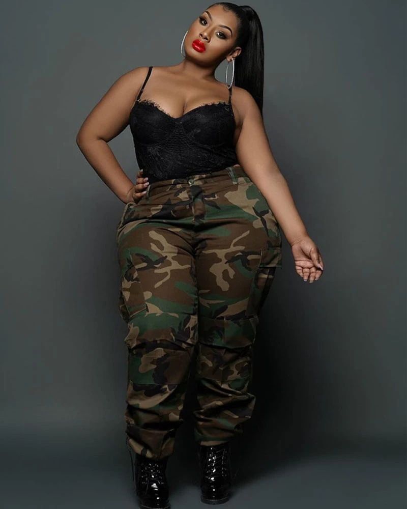 Haine dama street casual sport camuflaj imprimat marime mare pantaloni fund_voghion.com