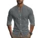 2024 Autumn Men's Long Sleeve Stand Collar Plus Size Slim Fit Casual Cotton Shirt_voghion.com