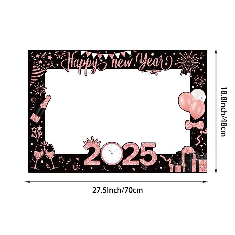 2025 New Year theme New Year's Eve party paper rose gold photo props photo frame party decoration_voghion.com