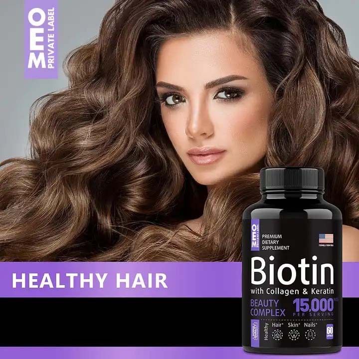 Biotin | Kollagen | Keratin - Kliniskt testat tillägg - För hårväxtstöd, hud och naglar_voghion.com