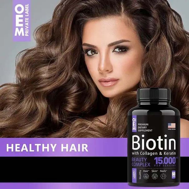 Biotin | Kollagen | Keratin - Kliniskt testat tillägg - För hårväxtstöd, hud och naglar_voghion.com