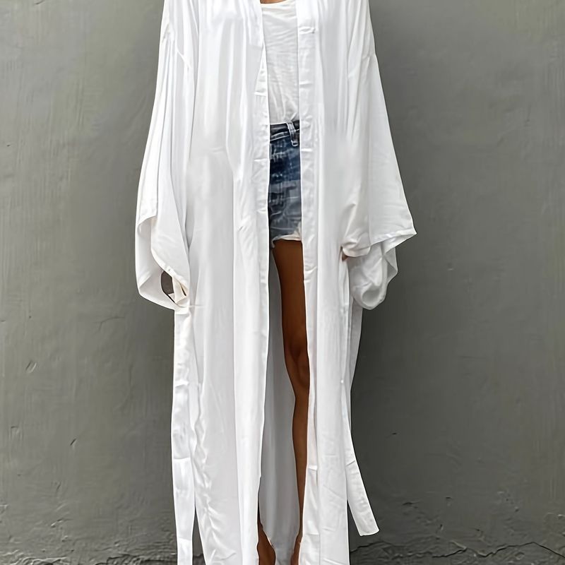 ​Lässiges Strandkleid mit Knopfleiste für Damen – leichtes, kurzärmliges, fließendes Sommerkleid für Urlaub und Alltag (Aprikose/Blau/Weiß/Rot/Schwarz)​_voghion.com
