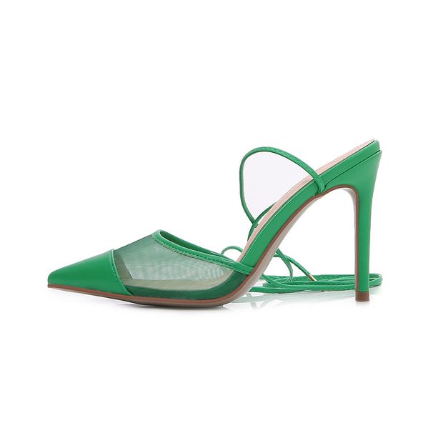 Pointy stiletto heels women's new sexy shallow mouth net cloth single shoes_voghion.com