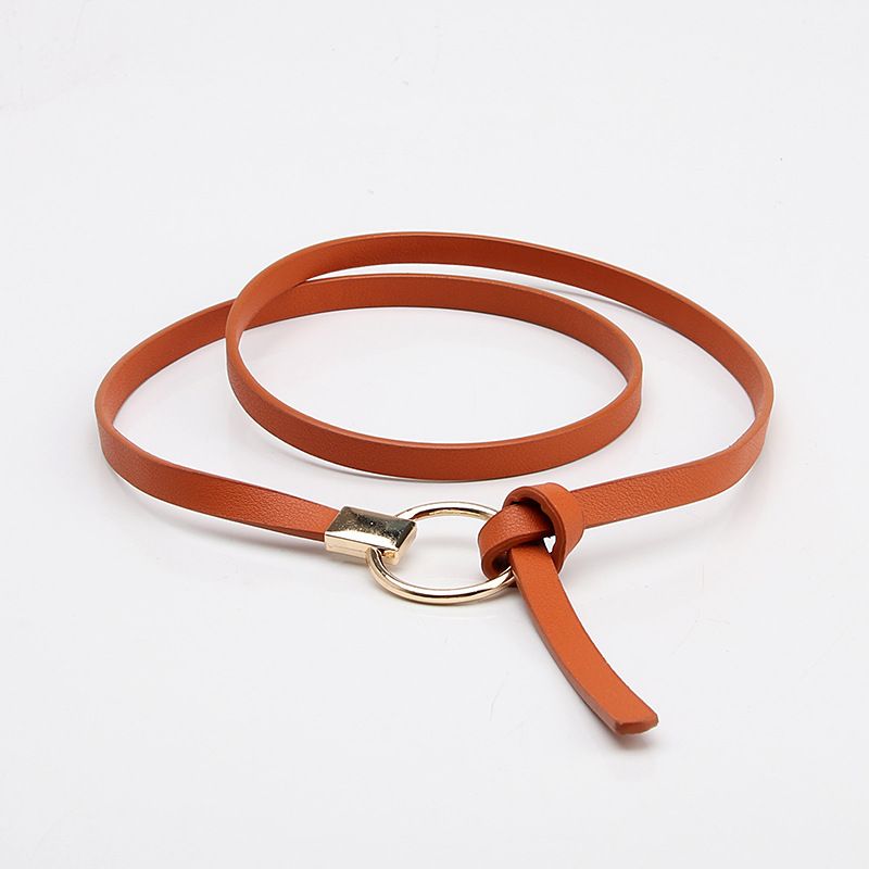  thin belt with sweater dress decoration knotted small belt versatile women's round buckle belt for women_voghion.com