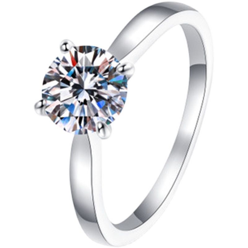 Mosang-Stein-Diamant, vier Krappen, Farbe D, 1 Karat, reines Silber, Ehering für Männer und Frauen als Geschenk für die Freundin_voghion.com