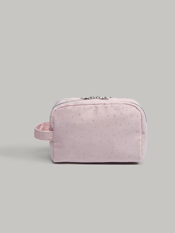 Yapay Elmaslı Kadife Makyaj Çantası - Şık ve Taşınabilir Kozmetik Düzenleyici, Seyahat Tuvalet Çantası, Günlük Temel İhtiyaçlarınız İçin Küçük El Çantası_voghion.com