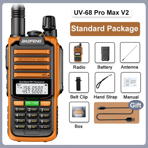 Baofeng UV-68 Max V2 Walkie Talkie 10W IP68 Waterproof 8800mah 50KM LongRange Type-C UV-S22 UV-98 Pro Ham Two Way Radios_voghion.com