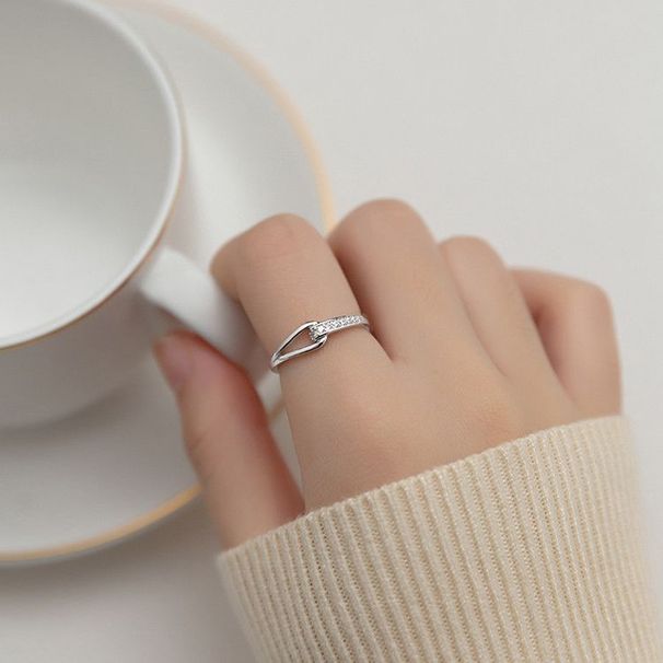 INS Diamond Twist For Women, Niche Open Adjustable Personality High-end Index Finger Ring, Hollow Water Drop Ring_voghion.com