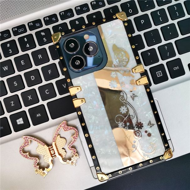 Mode Glitter Vergulden Zachte Vierkante Cover Voor Google Pixel 7 Pro Spiegel Bloem 3D Vlinder Case Voor Google pixel 6 Pro 6A_voghion.com