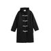 Mid-Length Black Duffle Coat With Horn Buttons Women, Woolen Coat, Autumn 2025 And New Style, High-End Feel For Winter_voghion.com
